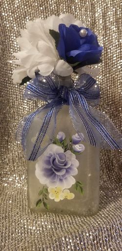 Handcrafted large floral decorative bottle
