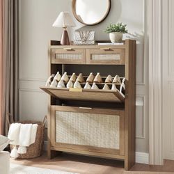 Rustic Oak Shoe Storage Cabinet (Unassembled) 