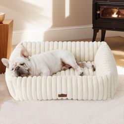 Bedsure ComfyFleece Dog Bed Cream 30x24x8 Washable Cover New Open Box