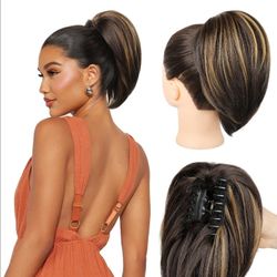 NTYNTY Ponytail Extension - 10" Short Claw Clip in Ponytail Hair Extensions Messy Bun Hair Piece Nat
