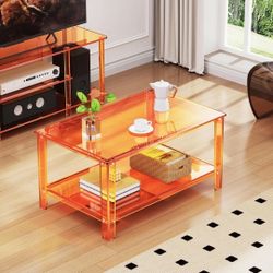 Orange Acrylic Coffee Table 