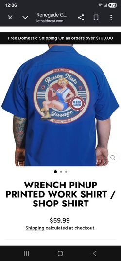 Lethal threat mens 3 xl hot Rodders pin up shirt