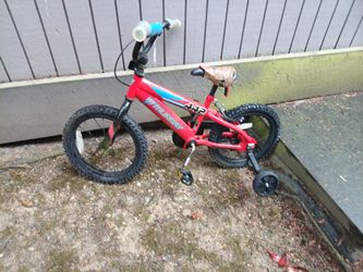 Huffy Rock It Boys Kids Bike 16in Red Black Training Wheels BMX Bar Steel