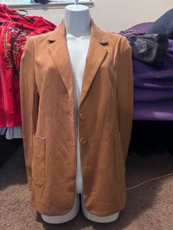 Camel Tan Button-Front Blazer