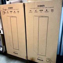 Klipsch R-806FA Reference Floorstanding Tower Speakers – Dual 6.5” Woofers | Built-In Dolby Atmos | High-Efficiency Home Theater Sound