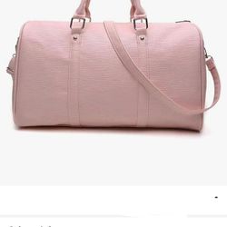 FR Fashion Co. 18" Women's Handmade Leather Duffel Bag Pink Travel Bag