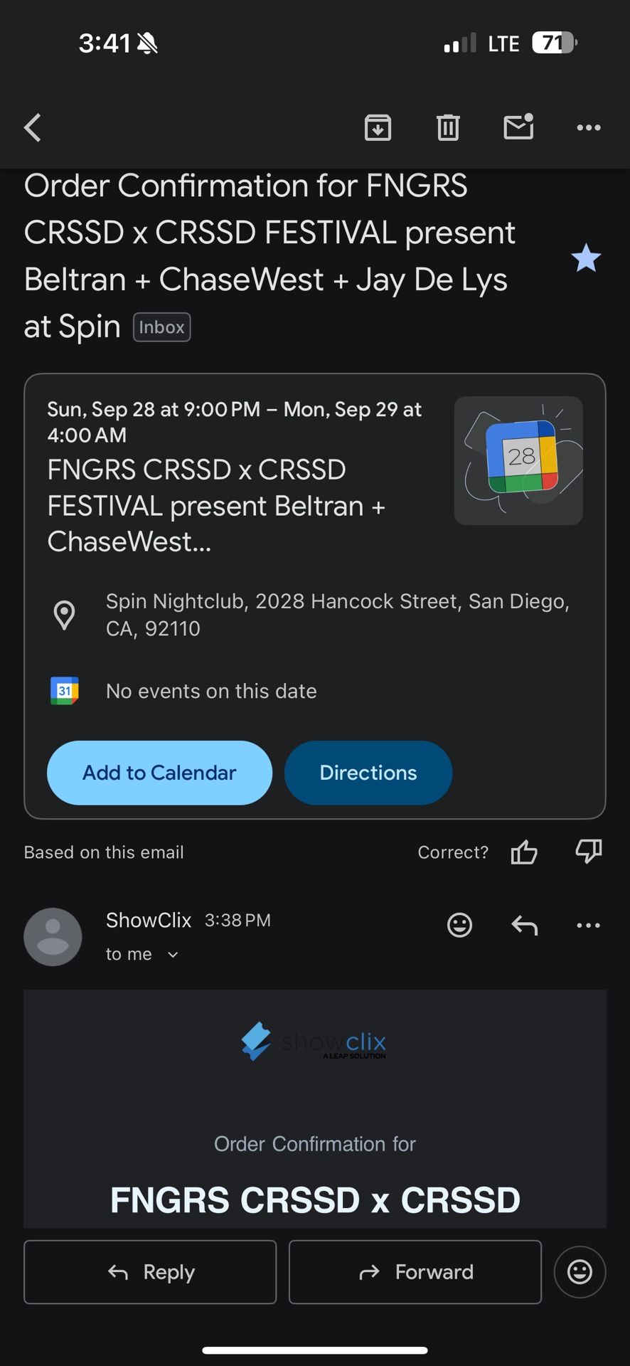 CRSSD AFTERS BELTRAN/CHASEWEST TWO TICKETS