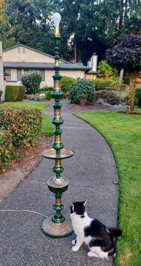 Mid-Century Frederic Cooper Attributed Asian Brass Floor Lamp w/Table