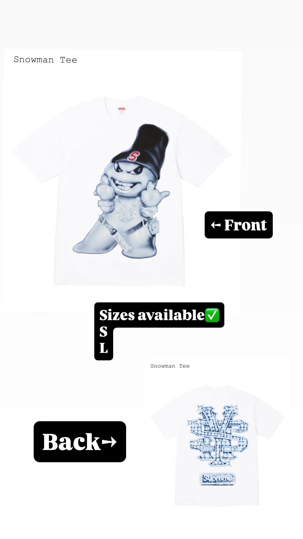 Supreme FW25’ week 7 Snowman tee white & Brown.