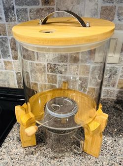 Glass / Bamboo Rice Cereal Dry Food Dispenser $25 Price is Firm