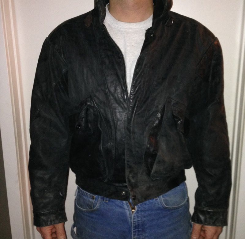 Men's vintage leather motorcycle jacket