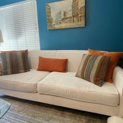 $350 Custom Ivory Fabric Couch – 86” – Gently Used