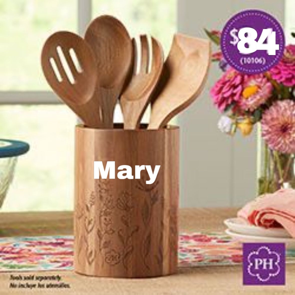 Juego De Organizador Con 4 Utensilios De Madera Princess House