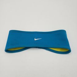 women’s Nike Swoosh Therma Fit Fleece Warmer Headband- reversible blue yellow
