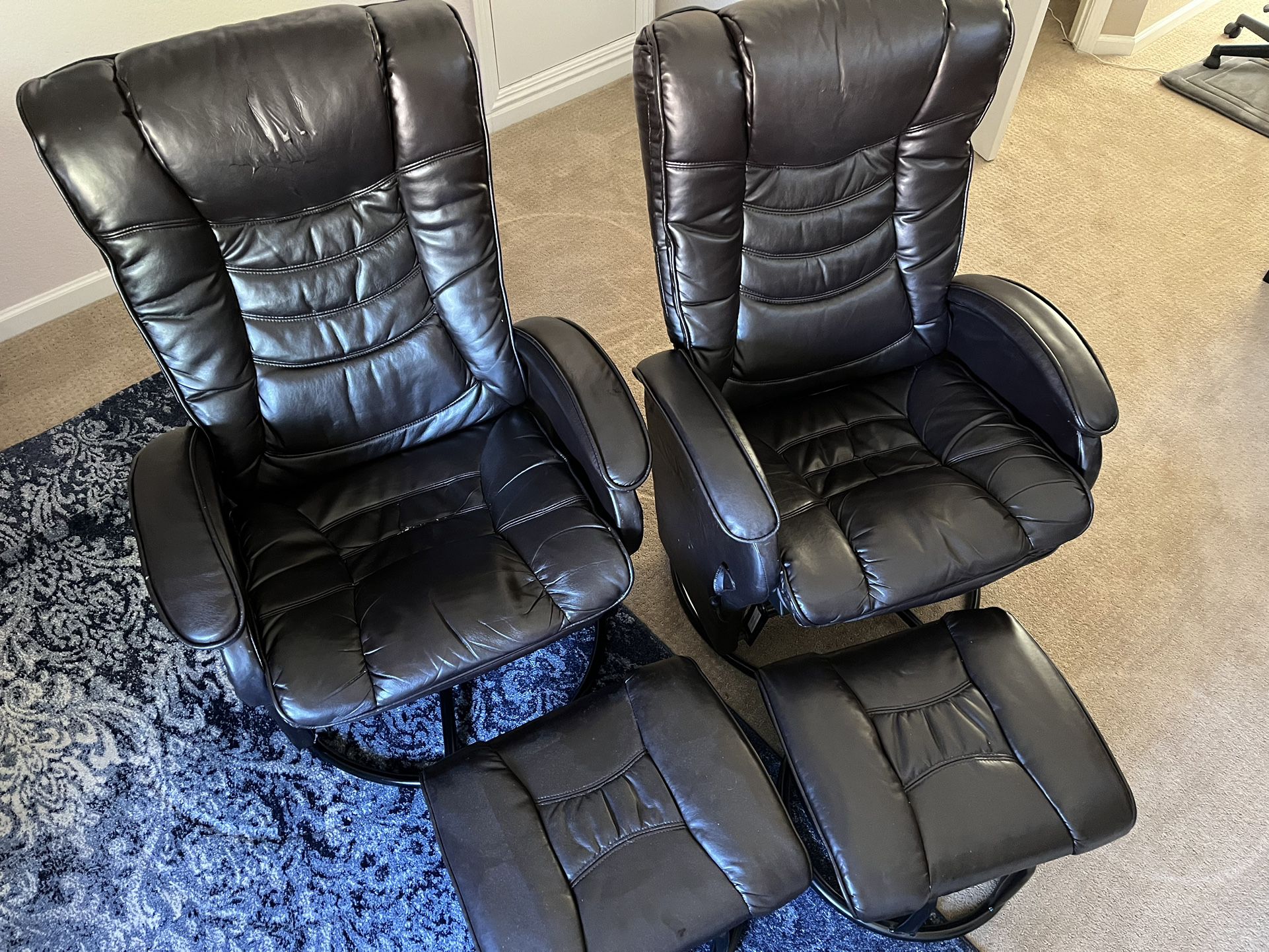 2 Swivel Recliners With Ottomans