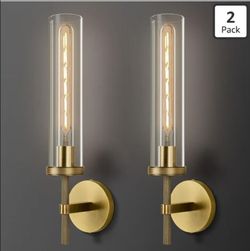(Brand New in Box)
Luxury Brass Wall Sconces Set of Two, 19.48" Modern Wall Lighting with Clear Glass Tube, Bathroom Vanity Lights, Bronze Sconces Wa