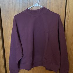 Women’s Everlane classic French terry oversized mockneck sweatshirt - maroon, size large - BRAND NEW (NWT)
