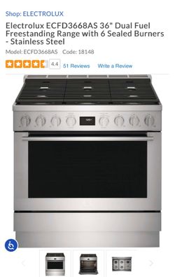 6 sealed burners 36” range
