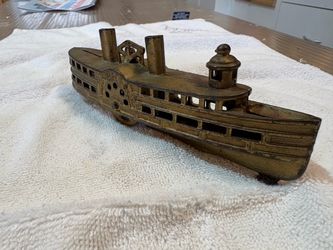 Vintage River Boat cast iron bank