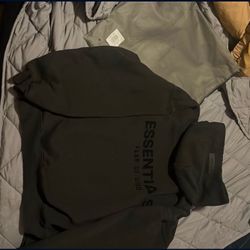 Essentials Hoodie, Black On Black, Size Small