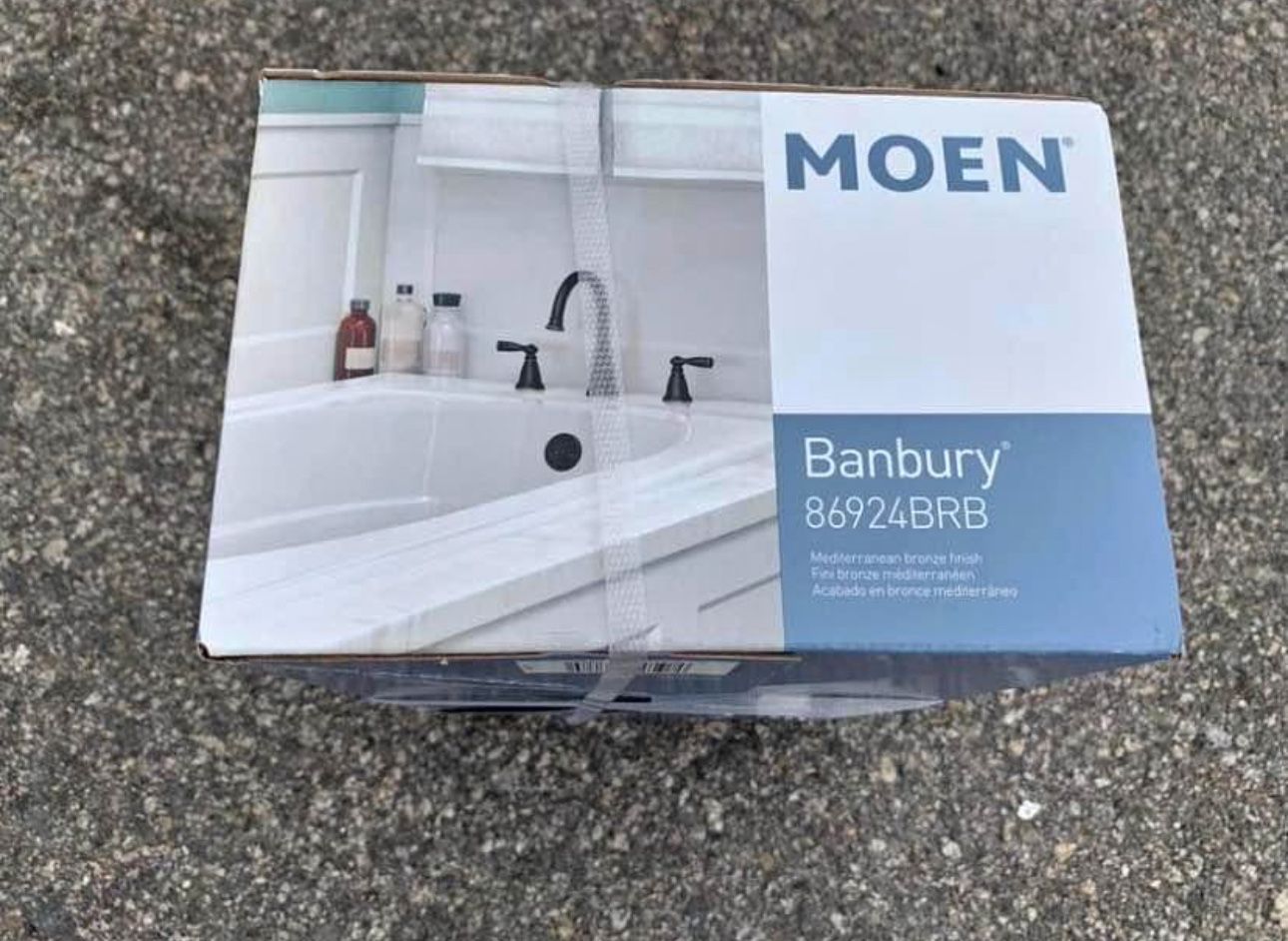 ‎‏New Sealed MOEN Banbury 2-Handle Deck-Mount Roman Tub Faucet Mediterranean Bronze w/ valve