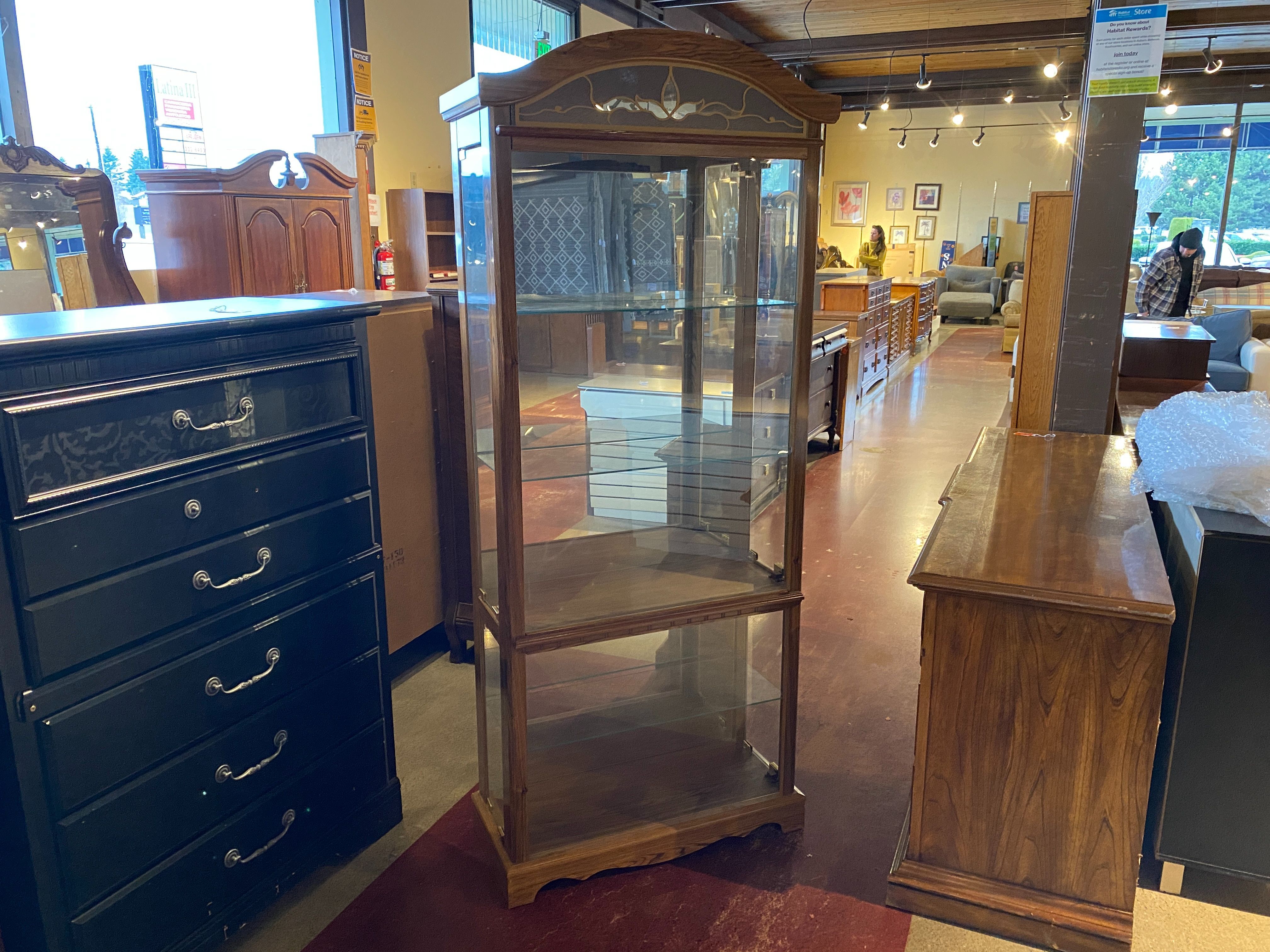 Vintage Curio Cabinet with Side Opening Doors