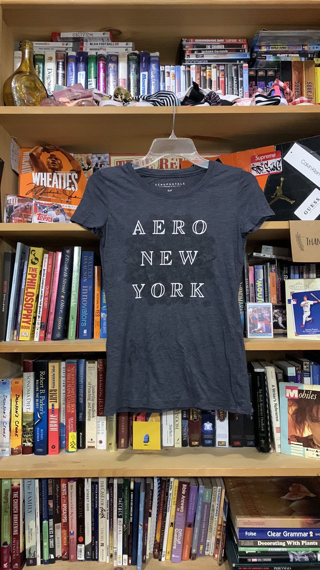 AEROPOSTALE NY-women’s gray/pink graphic short sleeve slim crewneck tee-shirt