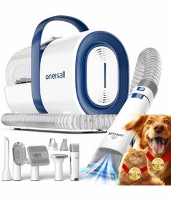 oneisall Dog Grooming Vacuum, Pet Grooming Vacuum with Clipper Nail Grinder, 1.5L Dust Cup Dog deshedding Brush with 7 Tools for Shedding Pet Hair, Ho