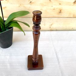 Vintage Wood Candlestick Holder 