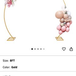 8 Ft  Round Backdrop Stand Gold 