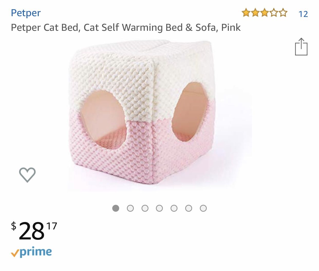 Petper Cat Bed, Cat Self Warming Bed & Sofa, Pink