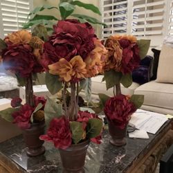 Silk Rose Topiary Arrangements - Brand New