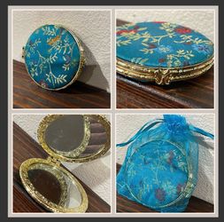 Japan Souvenir, 3” Embroidered Silk Makeup Mirror