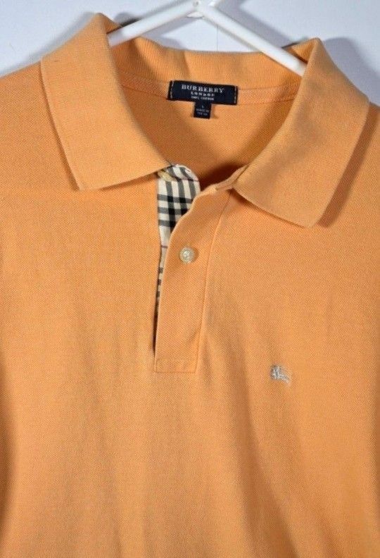 Burberry Orange Short Sleeved Men's Large Summer Shirt - Size Large .