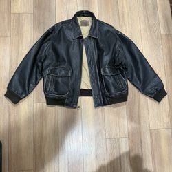 St. John's Bay 90’s Black Leather Jacket, Vintage Style, Men's Size L