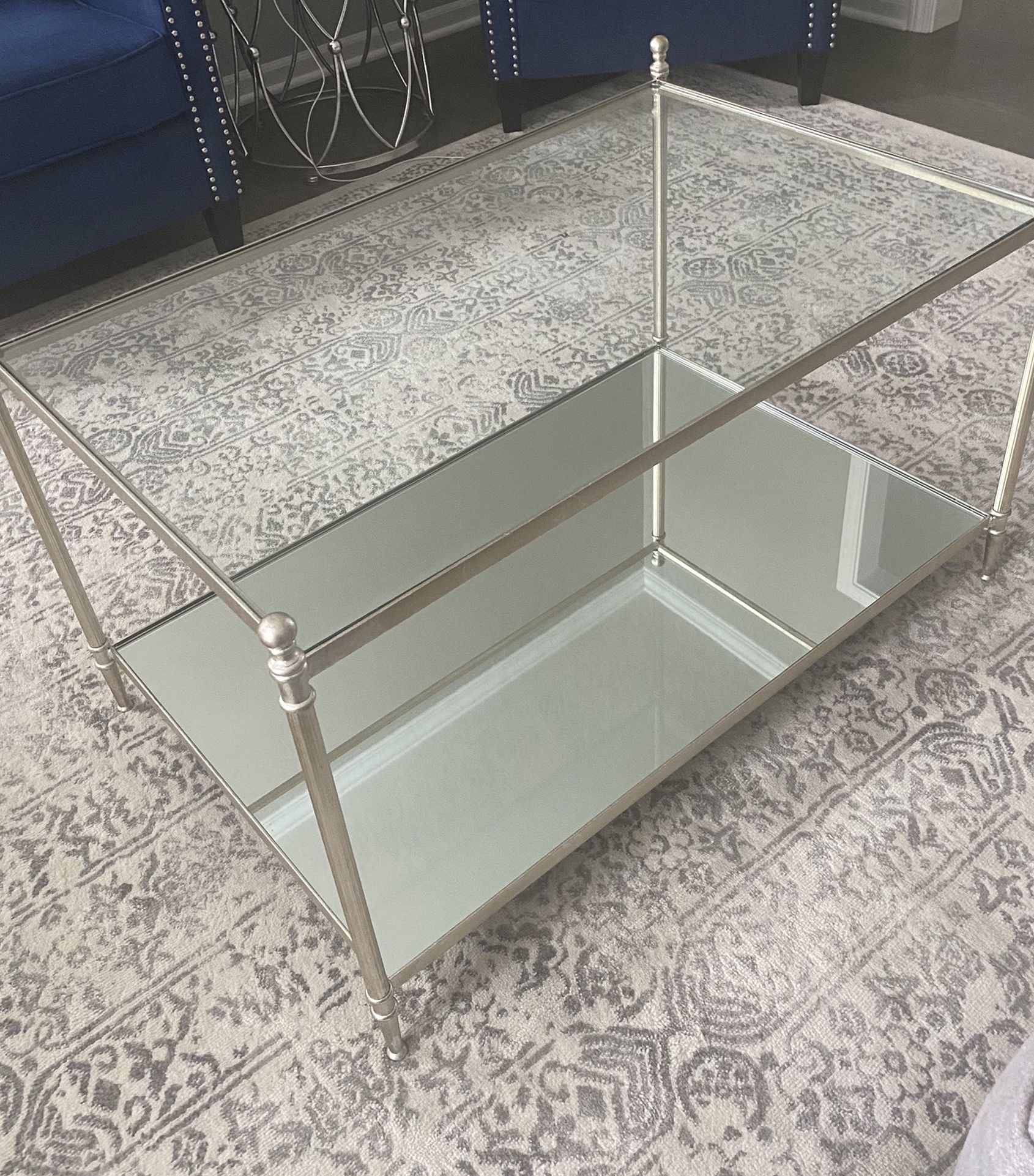 Pewter Glass / Mirrored Coffee Table