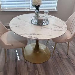  Marble Like White & Grey Dining Table (Table Only)