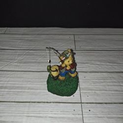 Vintage Fishing Bear Figurine Collectible Home Decor