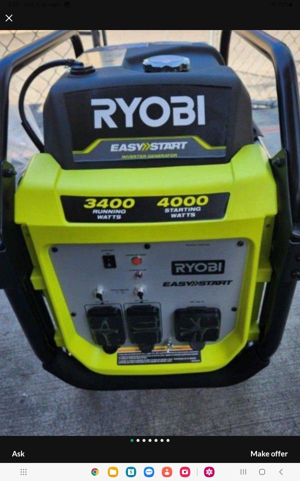 RYOBI GAS 4000 WATTS INVERTER PORTABLE GENERATOR NEW