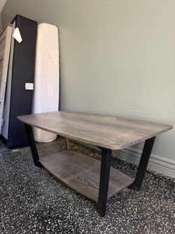 Industrial Coffee Table with Bottom Shelf