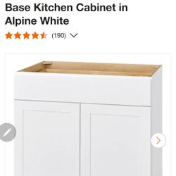 Avondale 36 in. W x 24 in. D x 34.5 in. H Ready to Assemble Plywood Shaker Base Kitchen Cabinet in Alpine White

