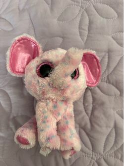 Ty Beanie Boos "Ellie" Pink & Blue Spotted Elephant Plush