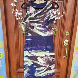 AGB Purple Green Swirl Print Dress Size 8