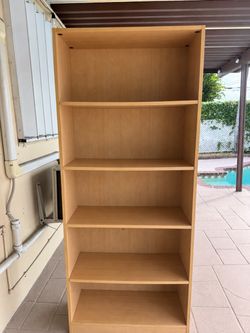 Tall 5-Shelf Bookcase Light Wood