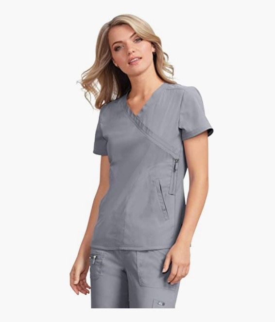 KOI Lite 316 Women's Philosophy Scrub Top, Platinum Grey, X-Small *Brand New*