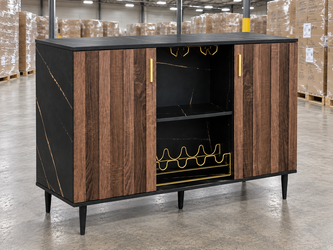 New Wine Bar Storage Cabinet with Wine Rack – Walnut