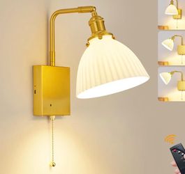 Gold Wall Sconce with Pull Chain and Remote