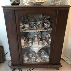Antique Curio Cabinet With Treasures