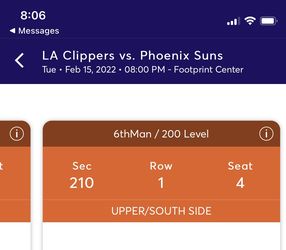 Suns v Clippers 2/15 Tickets