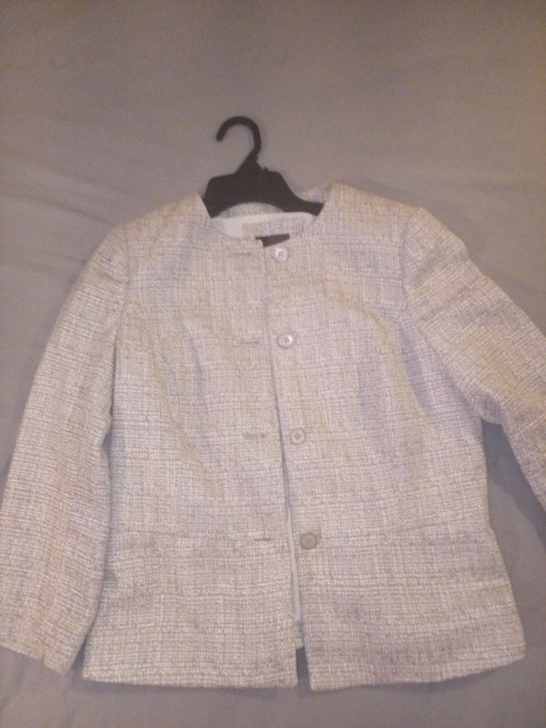 The Limited Beige Tweed Lined Blazer Jacket